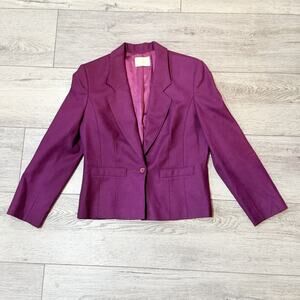 Pendleton Vintage Wool Blazer Size 8 Purple Plum Virgin Wool Classic Timeless